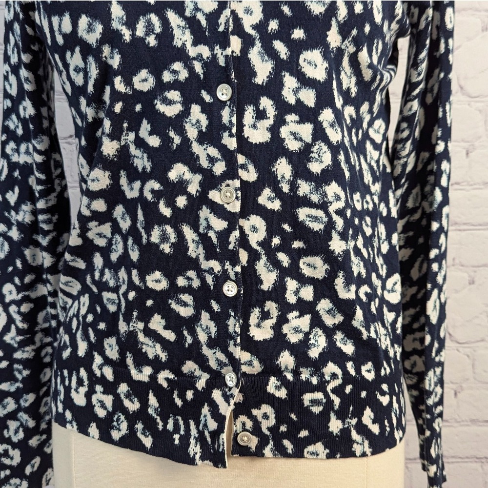 Banana Republic Sz Small Cardigan Stretch Cardigan Blue White Classic Preppy - Picture 4 of 10